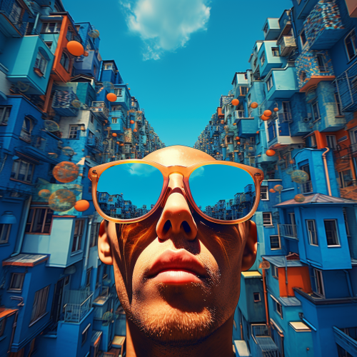 Distortion Noise Art Koala Sunglass Reflect Buildings