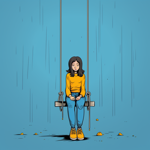 Cartoon illustration of distressed people