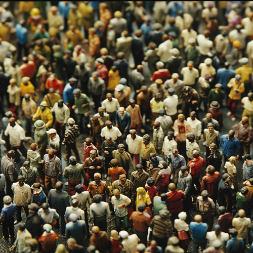 busy diverse art fair crowd