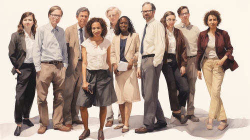 Watercolor illustration of diverse journalists Watercolor illustration of diverse journalists