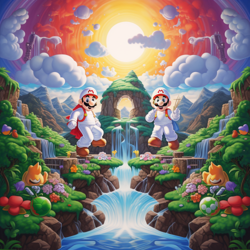 Peaceful Divine Figure in Lush Landscape