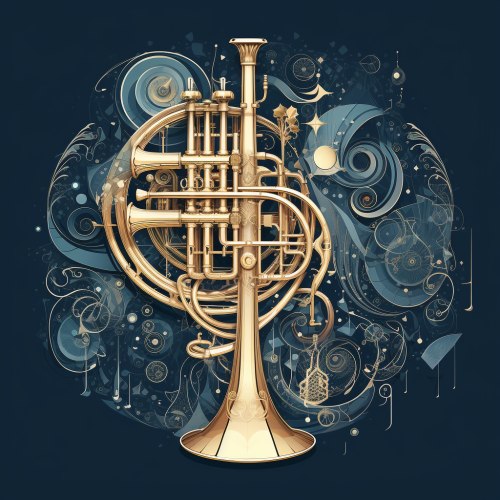 Brass trumpet with sacred geometry symbolism