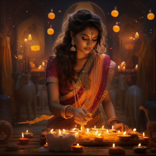 Beautiful Diwali greetings with lights