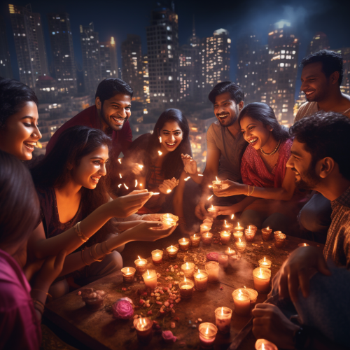 Diwali festival celebration with lights