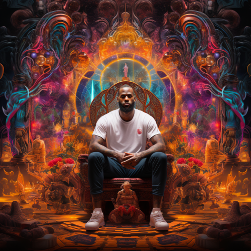 LeBron James on an Artistic Basketball Court