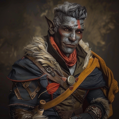 Young handsome half-orc barbarian