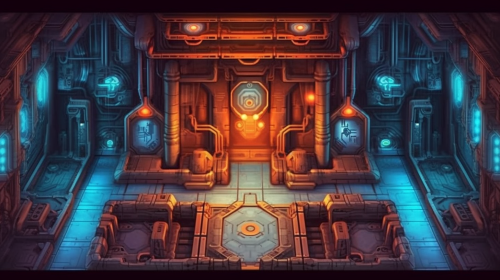 Virtual tabletop map of a sci-fi fantasy laboratory