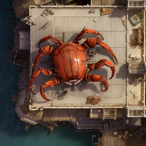 Overhead view of giant crab monstrocity sprite