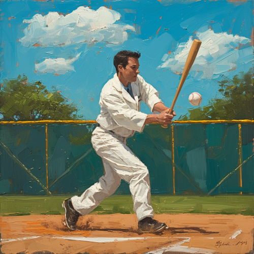 Doctor playing baseball on field