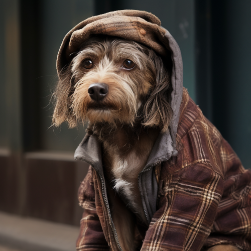 Cute dog dressed as a hobo