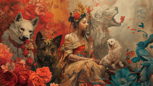 Dog and human enjoying Japanese and Indian cuisine