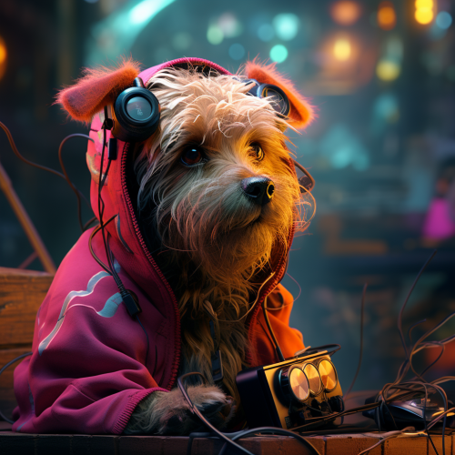 Dog playing intriguingly in close-up