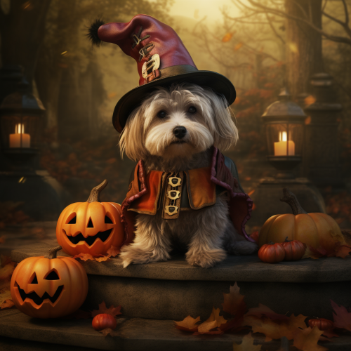 Cute dog trick or treating