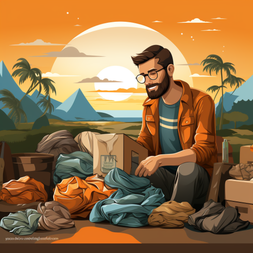Vector illustration of clothes being packed for donation