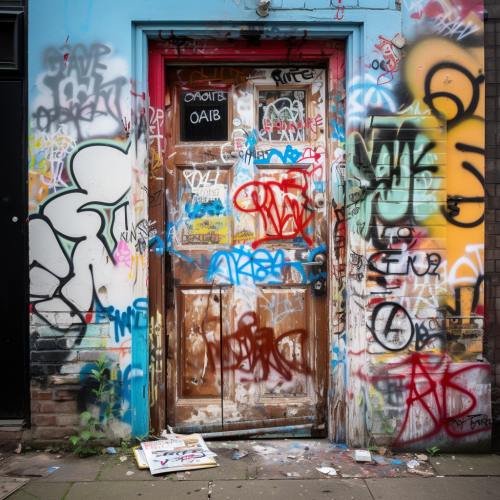 Door with graffiti tags removed