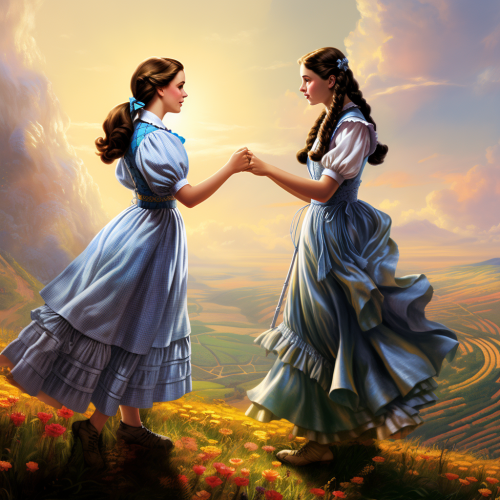 Dorothy and Alice shaking hands Dorothy and Alice shaking hands