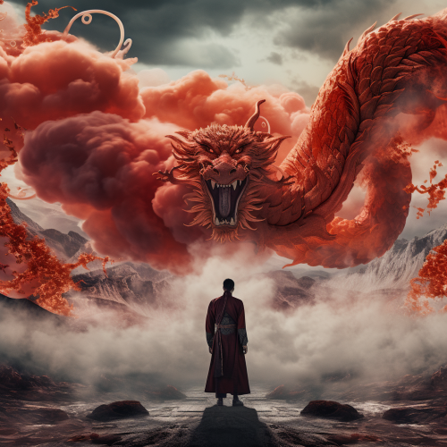 Dragon with Chinese Clouds