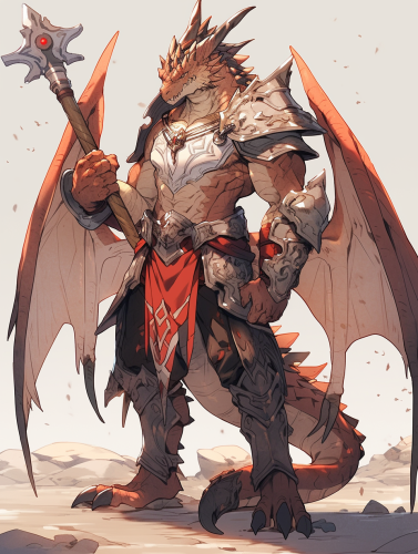 Dragonborn Barbarian in Desert Sketch