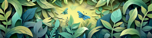 Dragonfly swamp leafy foliage illustration
