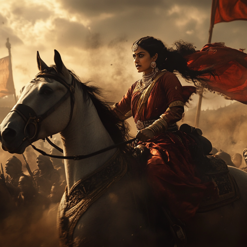 Queen Lakshmi Bai leading troops battle