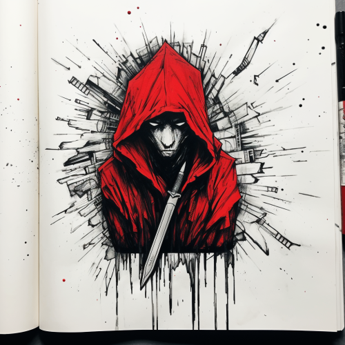 Sketch of dream, fail, system in red, black, and white Sketch of dream, fail, system in red, black, and white