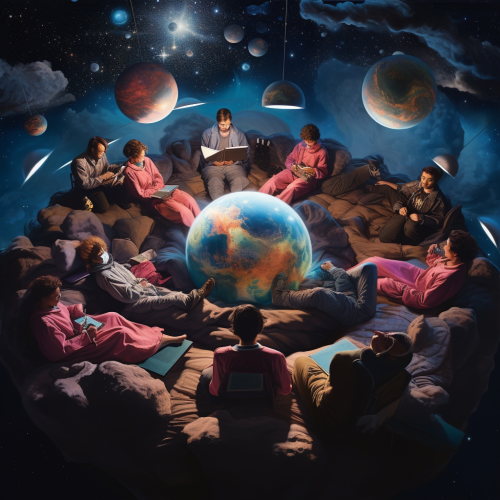 Group of people in nighttime dream circle