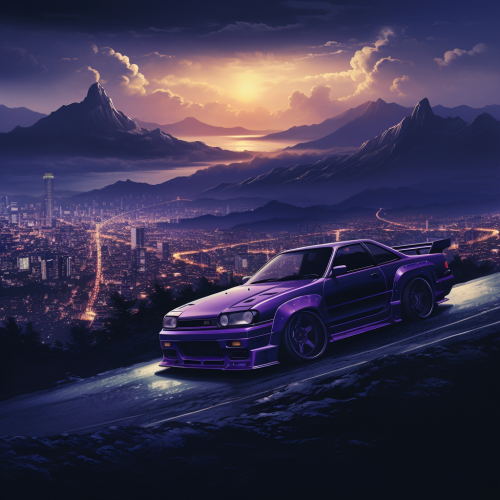 Midnight Purple Nissan Silvia Drifting on Tokyo Mountain
