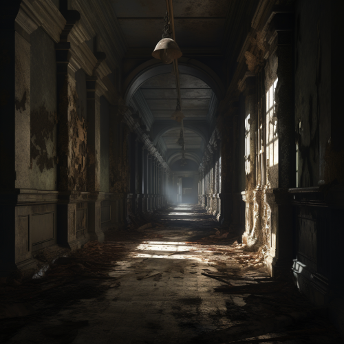 Spooky corridor with shadowy figure