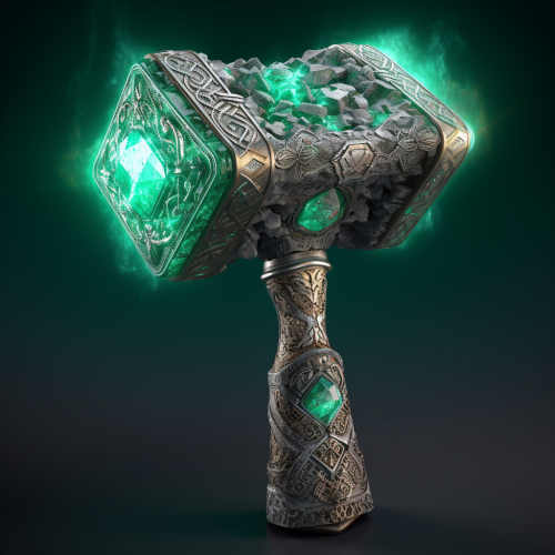 Dwarven war hammer emerald wrath fantasy