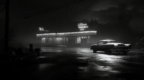 Dystopian movie poster with car accident and neon lights Dystopian movie poster with car accident and neon lights