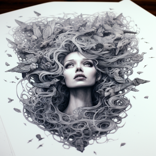 Drawing of majestic eagle with open wings