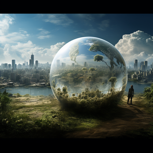 Drawing showcasing earth preservation and sustainability Drawing showcasing earth preservation and sustainability