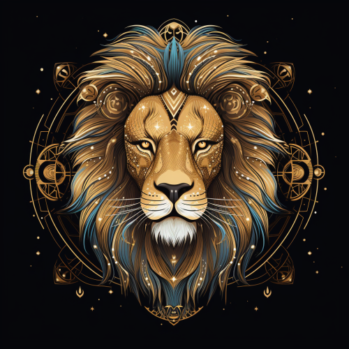 Golden Lion on Black Background