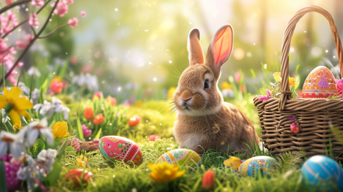 Cute AI Easter Bunnies Playing