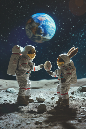Easter Bunny Spacesuit Astronaut Moon Easter Egg