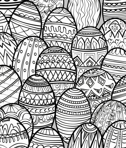 Intricately Designed Easter Eggs Coloring Page Intricately Designed Easter Eggs Coloring Page