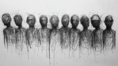 Mysterious chaotic pencil sketch line