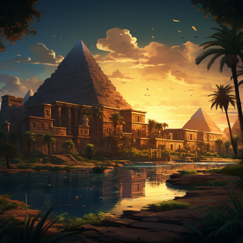 Beautiful Egyptian Pyramids at Nightfall