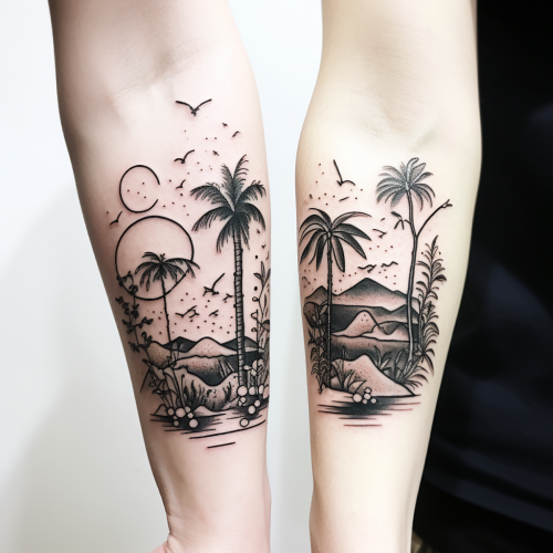 Beautiful elbow tattoo design in nature
