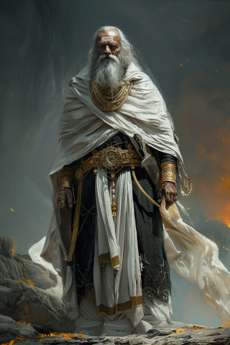 Detailed Illustration of Elderly Noble Aristocratic Man