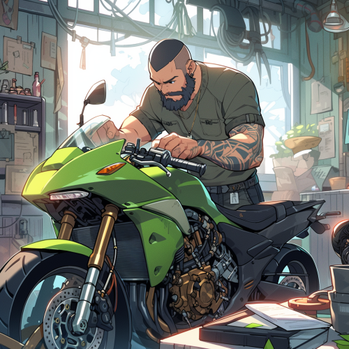 Skilled electric bike technician fixing an electric motorcycle