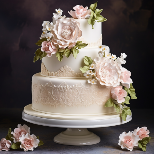 Three-tiered Elegant Floral Cake