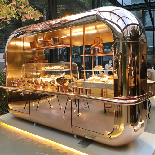 elegant gold street food setup