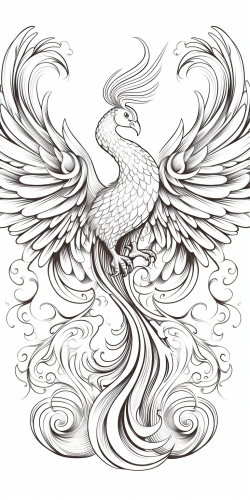 Elegant Phoenix Coloring Book Cut Out