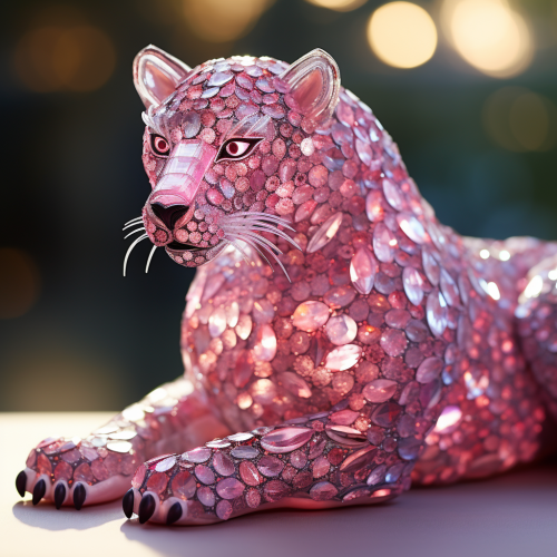 Elegant pink feline creature with sparkling crystals  ?✨