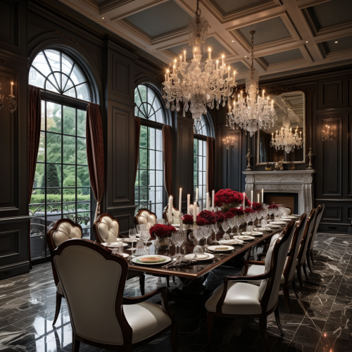 Elegant dining room with luxurious tableware Elegant dining room with luxurious tableware