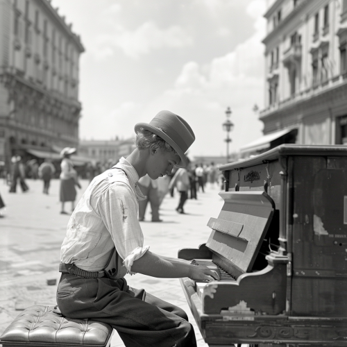 young man playing piano in Trieste