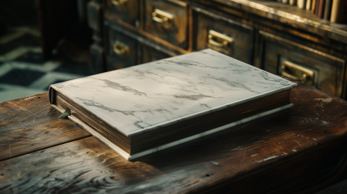 Elegant Marble Book on Antique Table