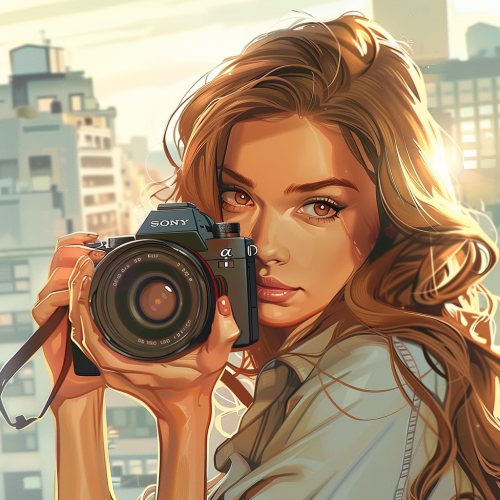 Woman with DSLR camera illustration