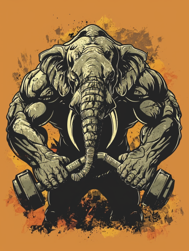 Elephant bodybuilder with dumbells